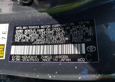 2017 Toyota Prius Prime Advanced from USA, damaged, VIN JTDKARFP6H3005521
